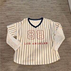 Bohme Cream and Black Striped Long Sleeve Tee